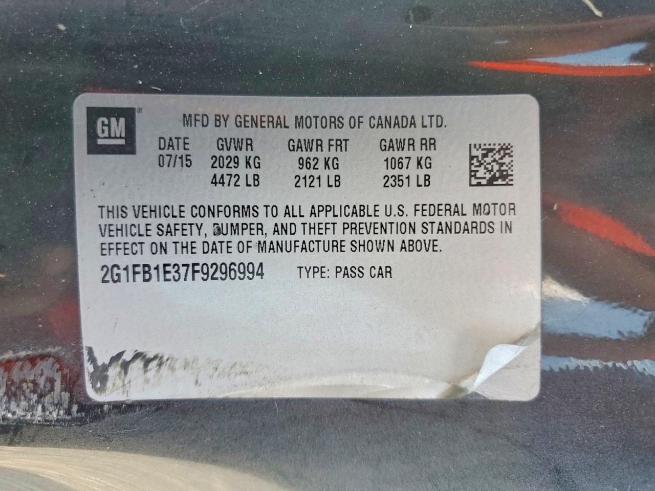2015 CHEVROLET CAMARO