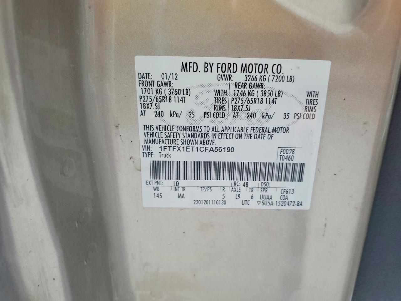 2012 FORD F150