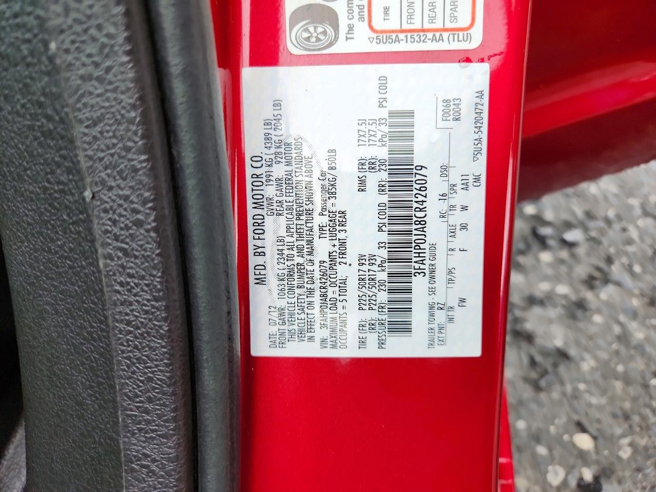 2012 FORD FUSION