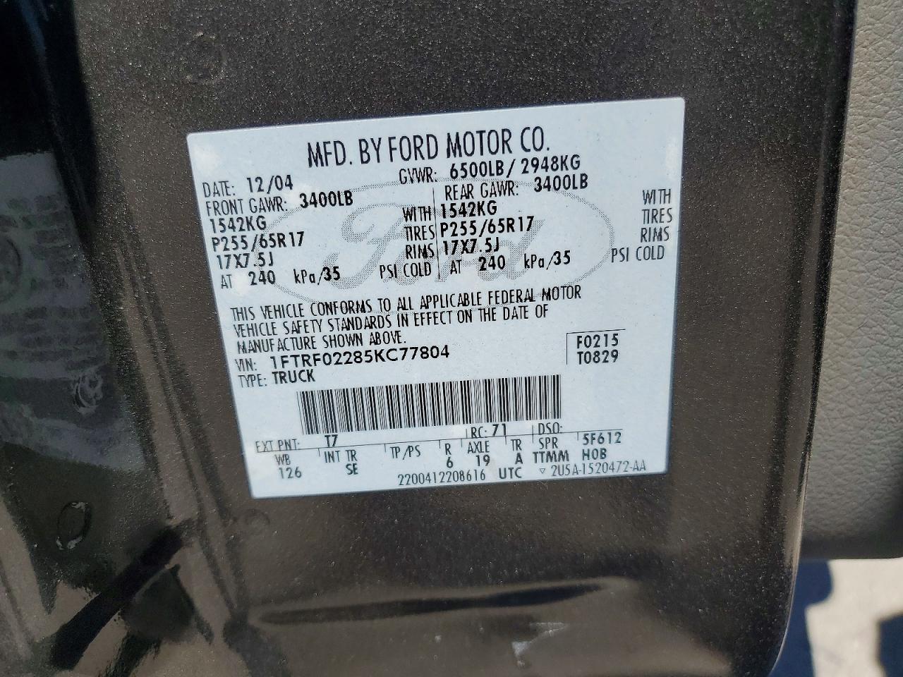 2005 FORD F150