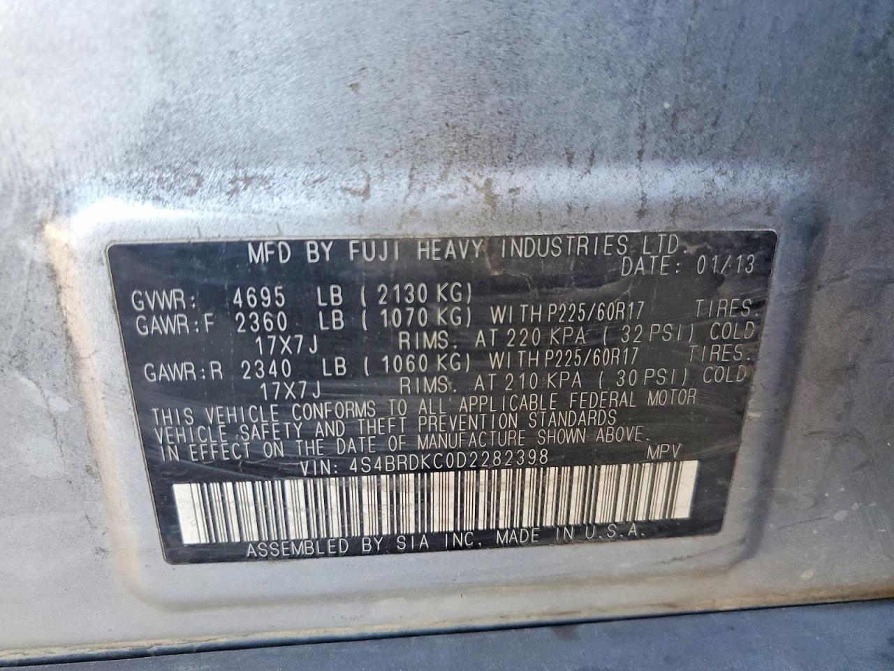 2013 SUBARU OUTBACK