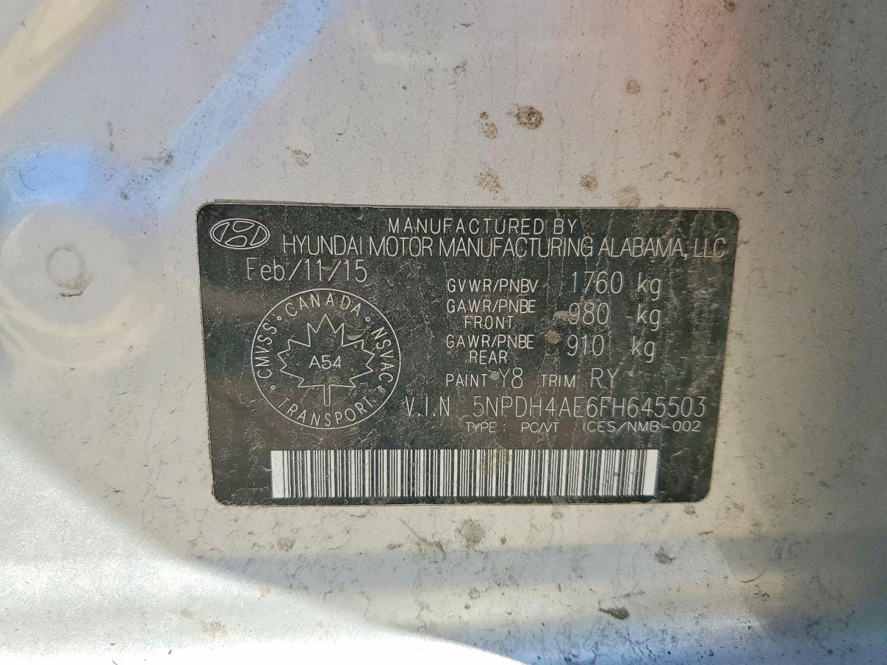 2015 HYUNDAI ELANTRA
