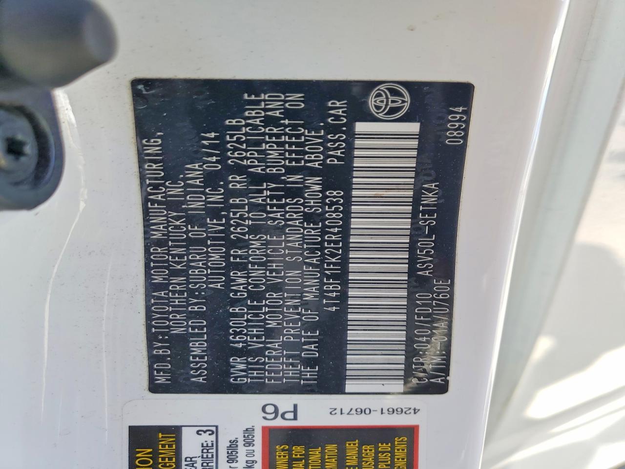 2014 TOYOTA CAMRY