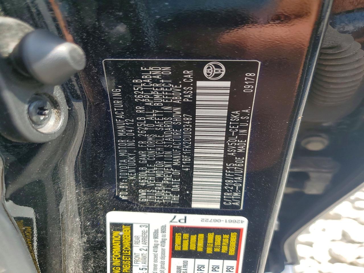 2012 TOYOTA CAMRY
