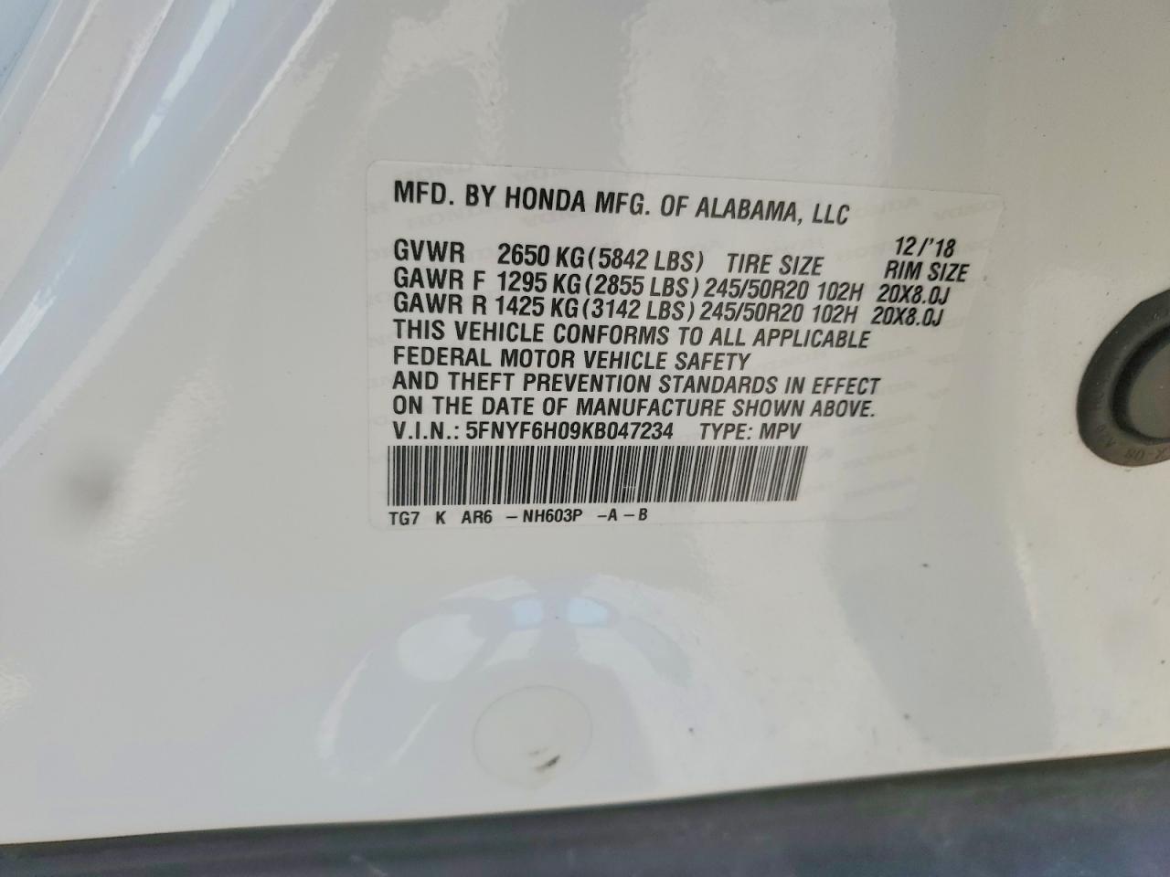 2019 HONDA PILOT