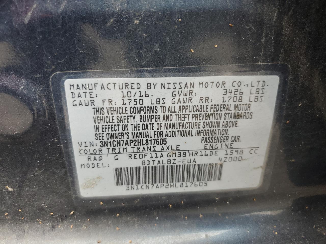 2017 NISSAN VERSA
