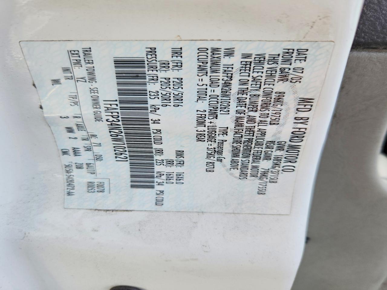 2006 FORD FOCUS