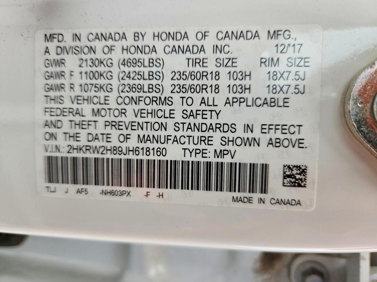 2018 HONDA CRV