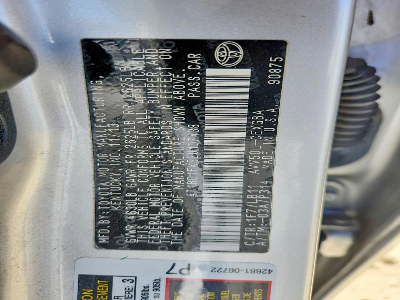 2014 TOYOTA CAMRY SOLA