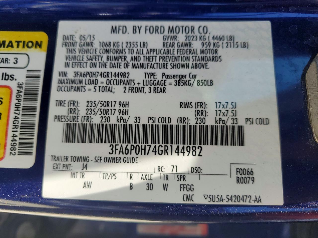 2016 FORD FUSION