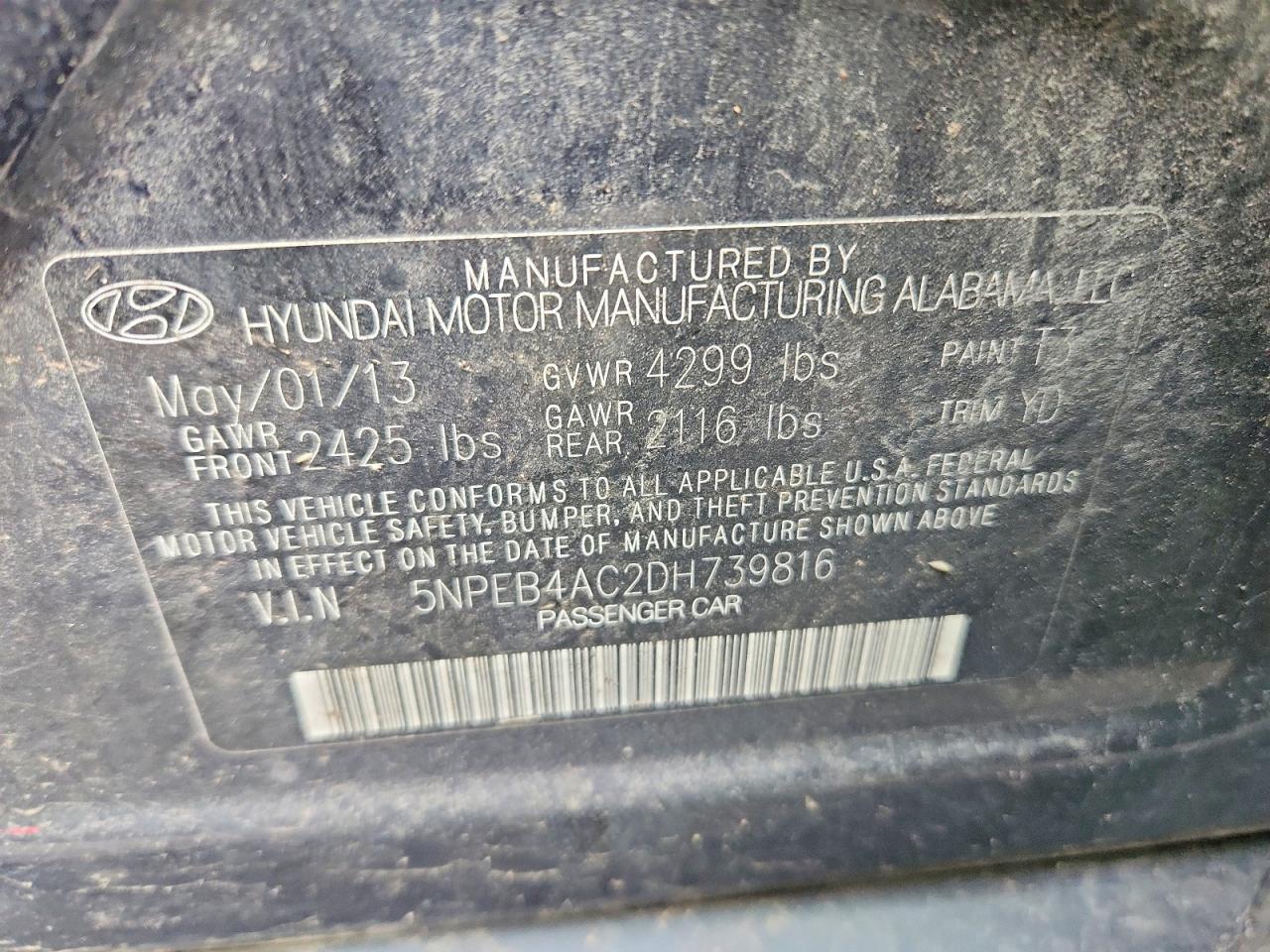 2013 HYUNDAI SONATA