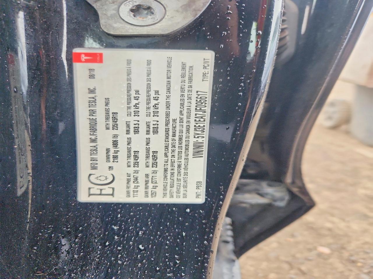 2018 TESLA MODEL 3