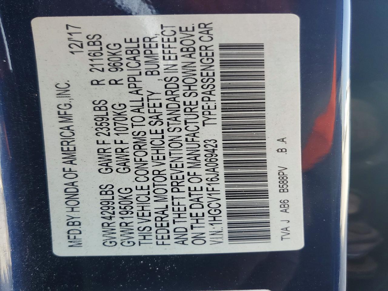 2018 HONDA ACCORD