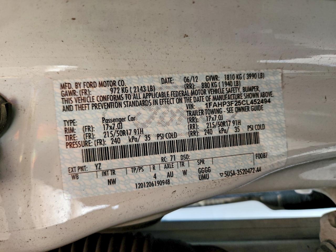 2012 FORD FOCUS