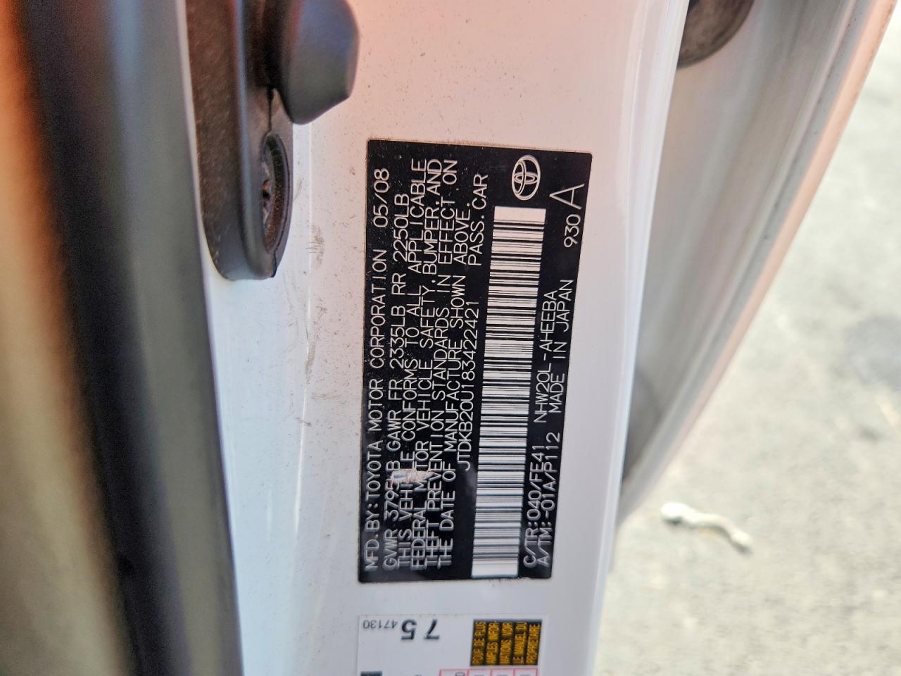 2008 TOYOTA PRIUS BASE