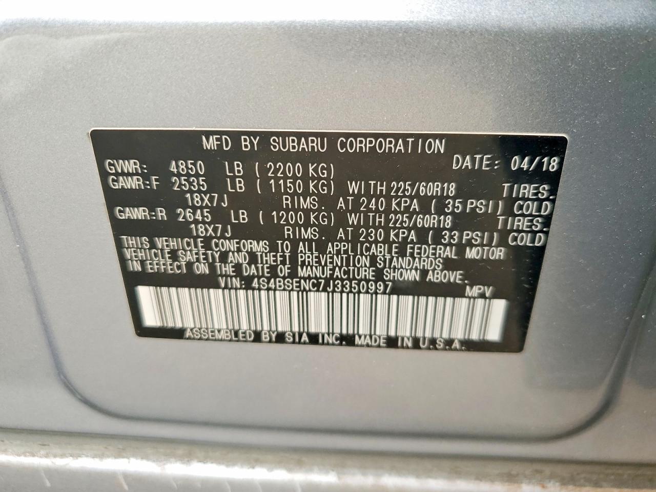 2018 SUBARU OUTBACK