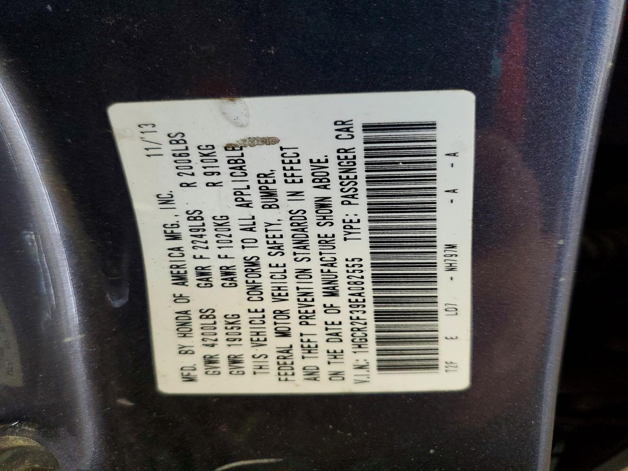 2014 HONDA ACCORD