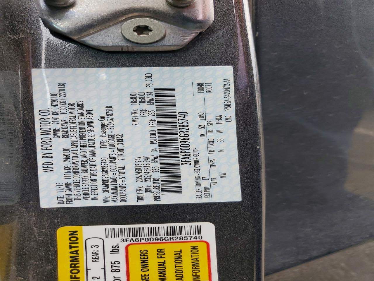 2016 FORD FUSION