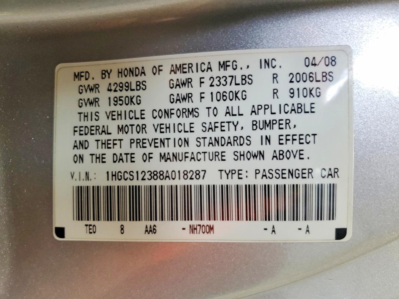 2008 HONDA ACCORD