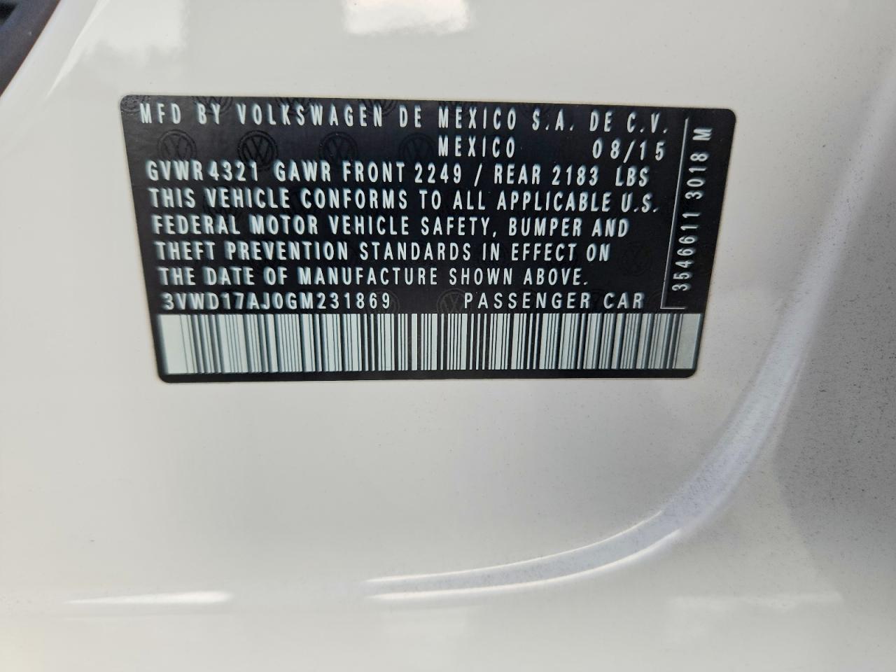 2016 VOLKSWAGEN JETTA
