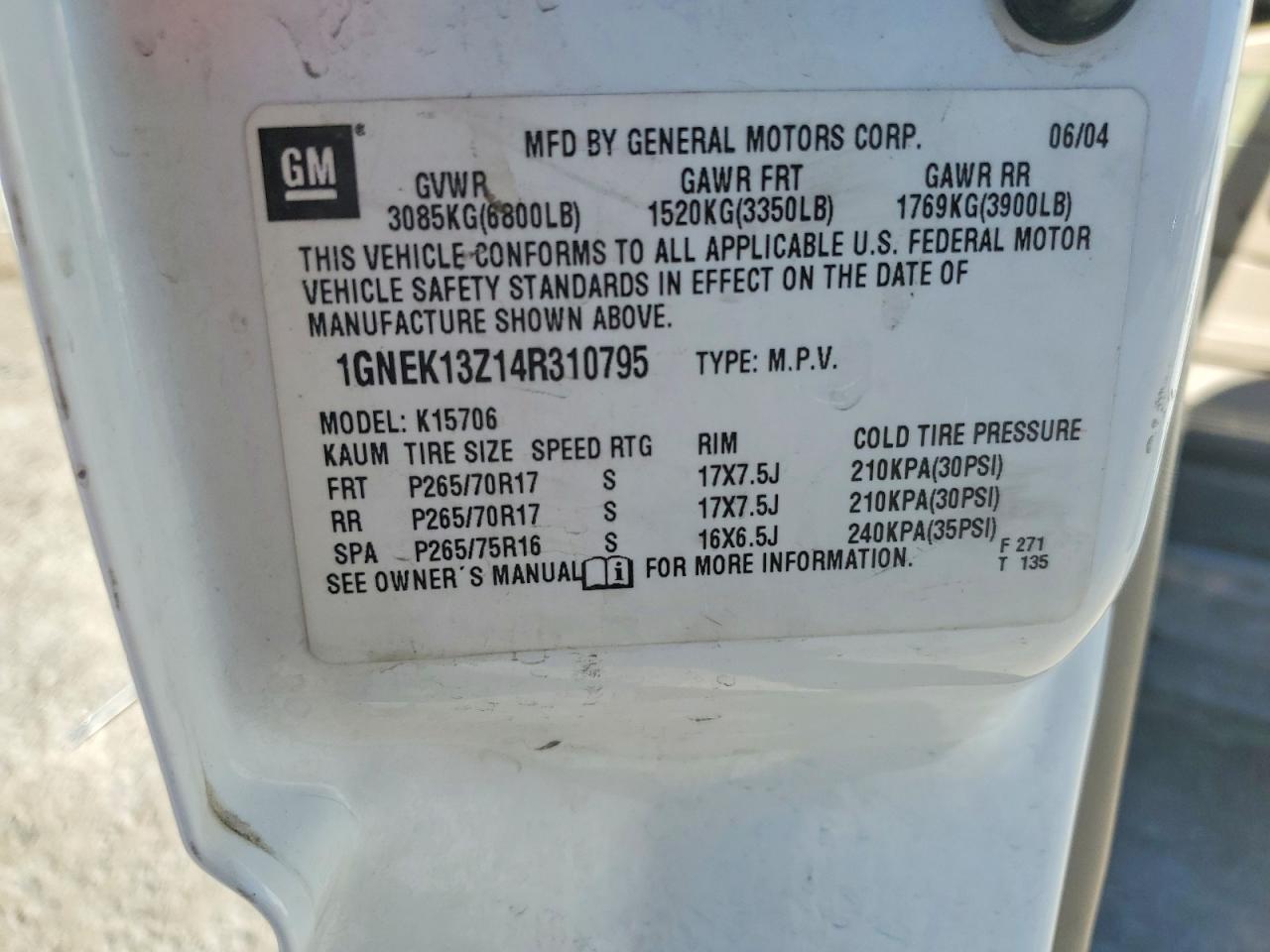 2004 CHEVROLET TAHOE