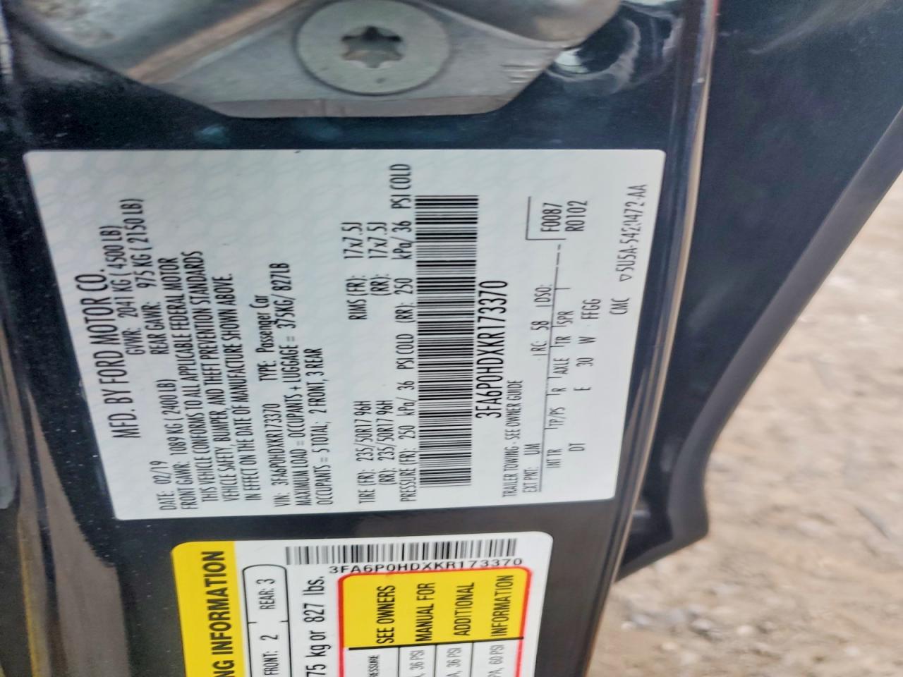 2019 FORD FUSION
