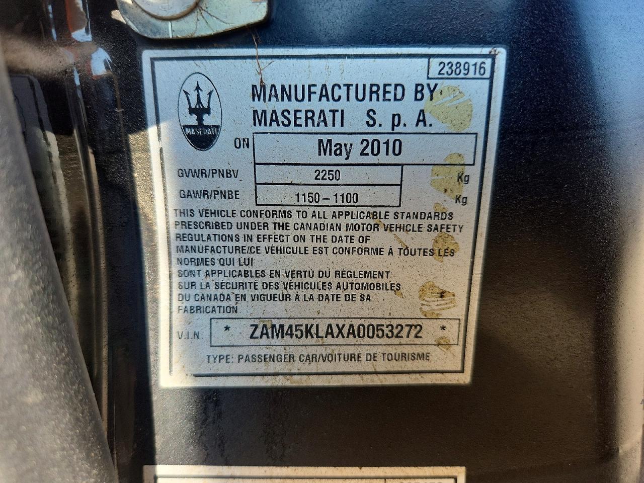 2010 MASERATI ALL OTHER