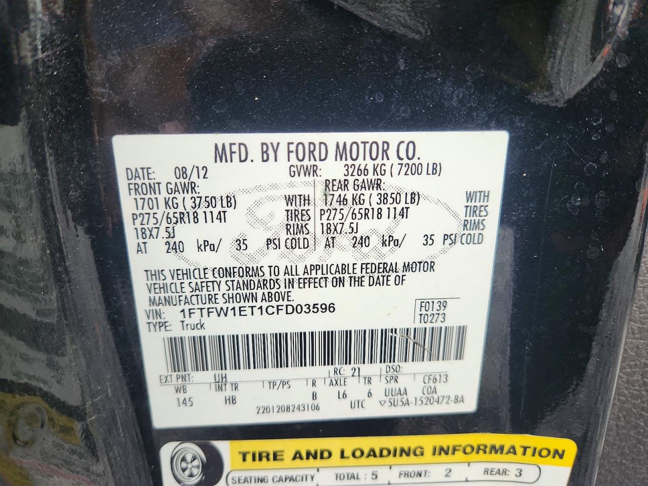 2012 FORD F150