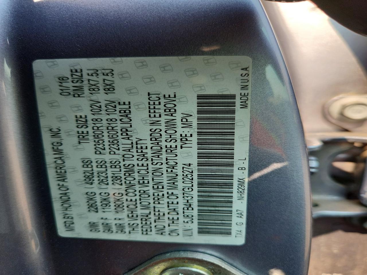 2016 ACURA RDX