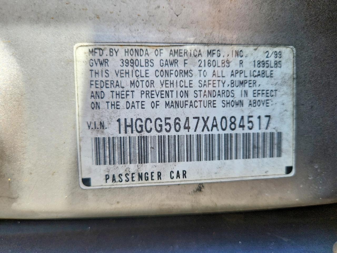1999 HONDA ACCORD