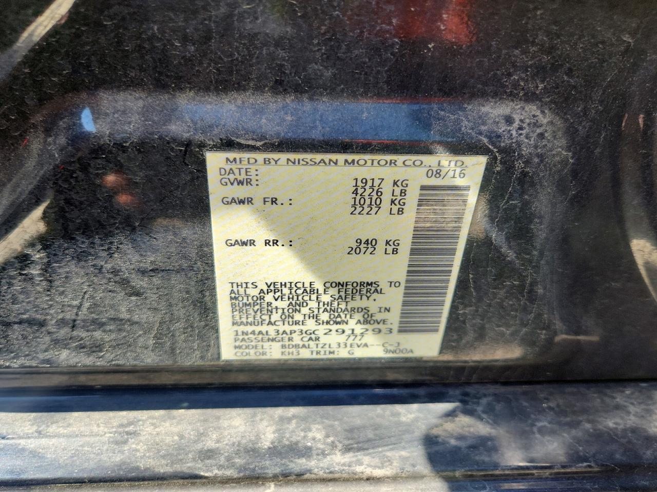 2016 NISSAN ALTIMA