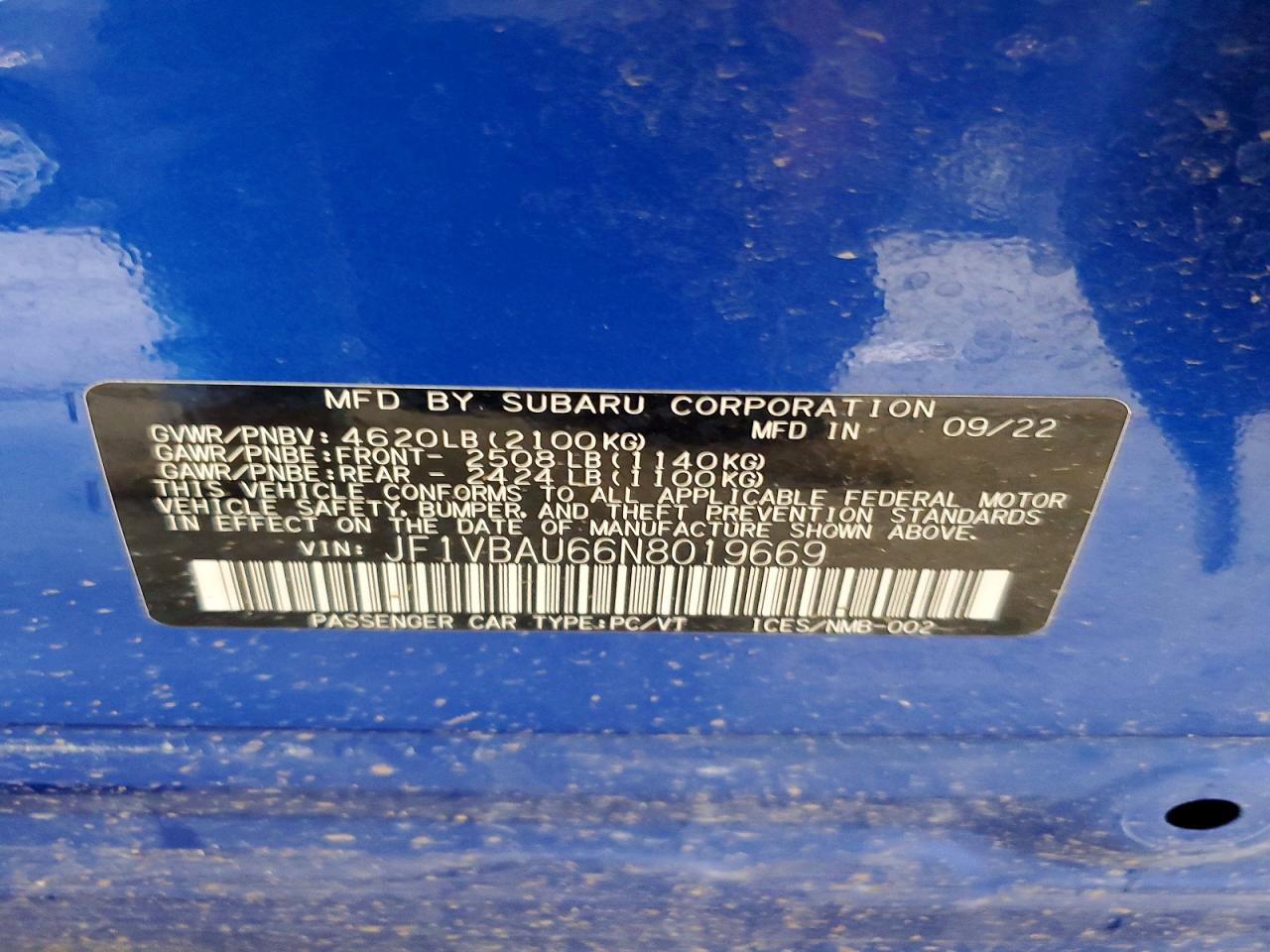 2022 SUBARU WRX