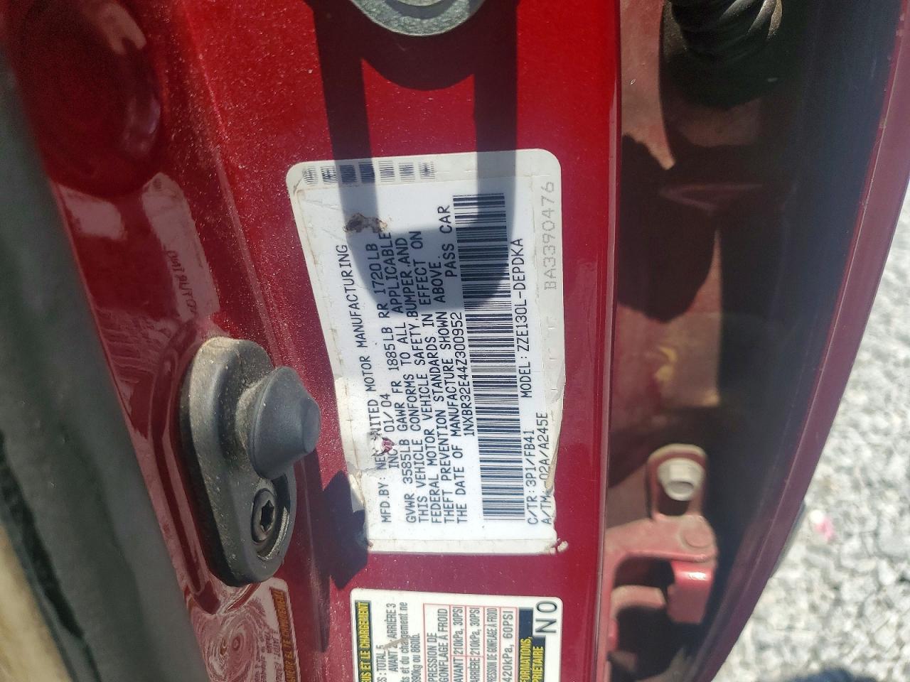2004 TOYOTA COROLLA
