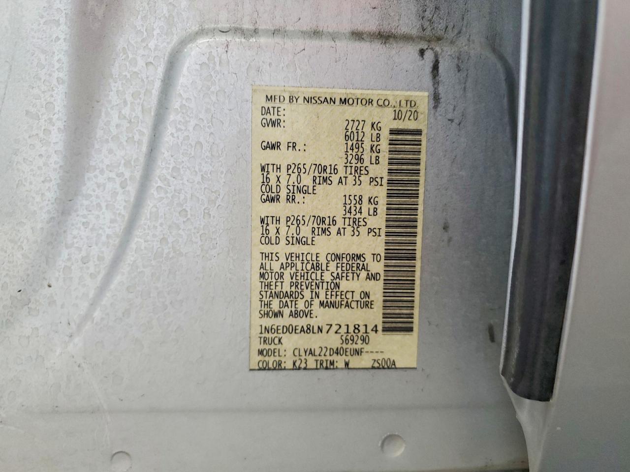 2020 NISSAN FRONTIER