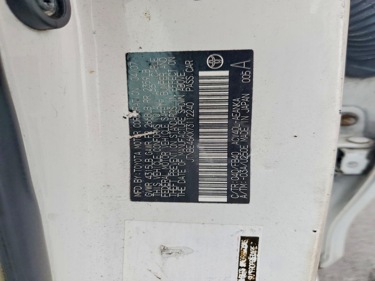 2007 TOYOTA CAMRY