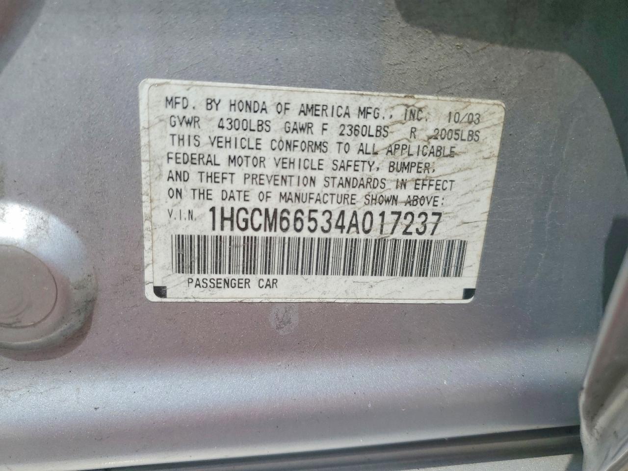 2004 HONDA ACCORD