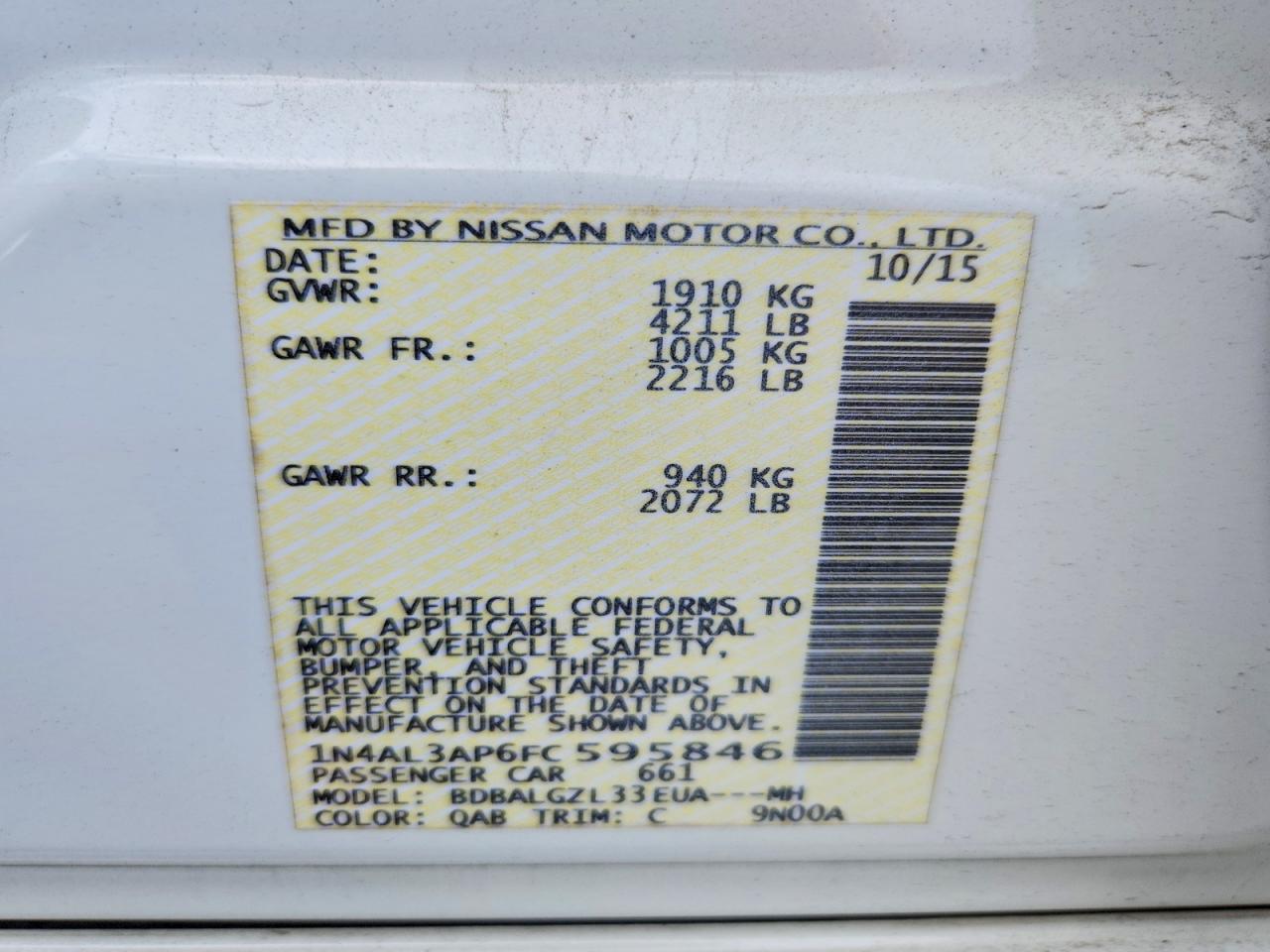 2015 NISSAN ALTIMA
