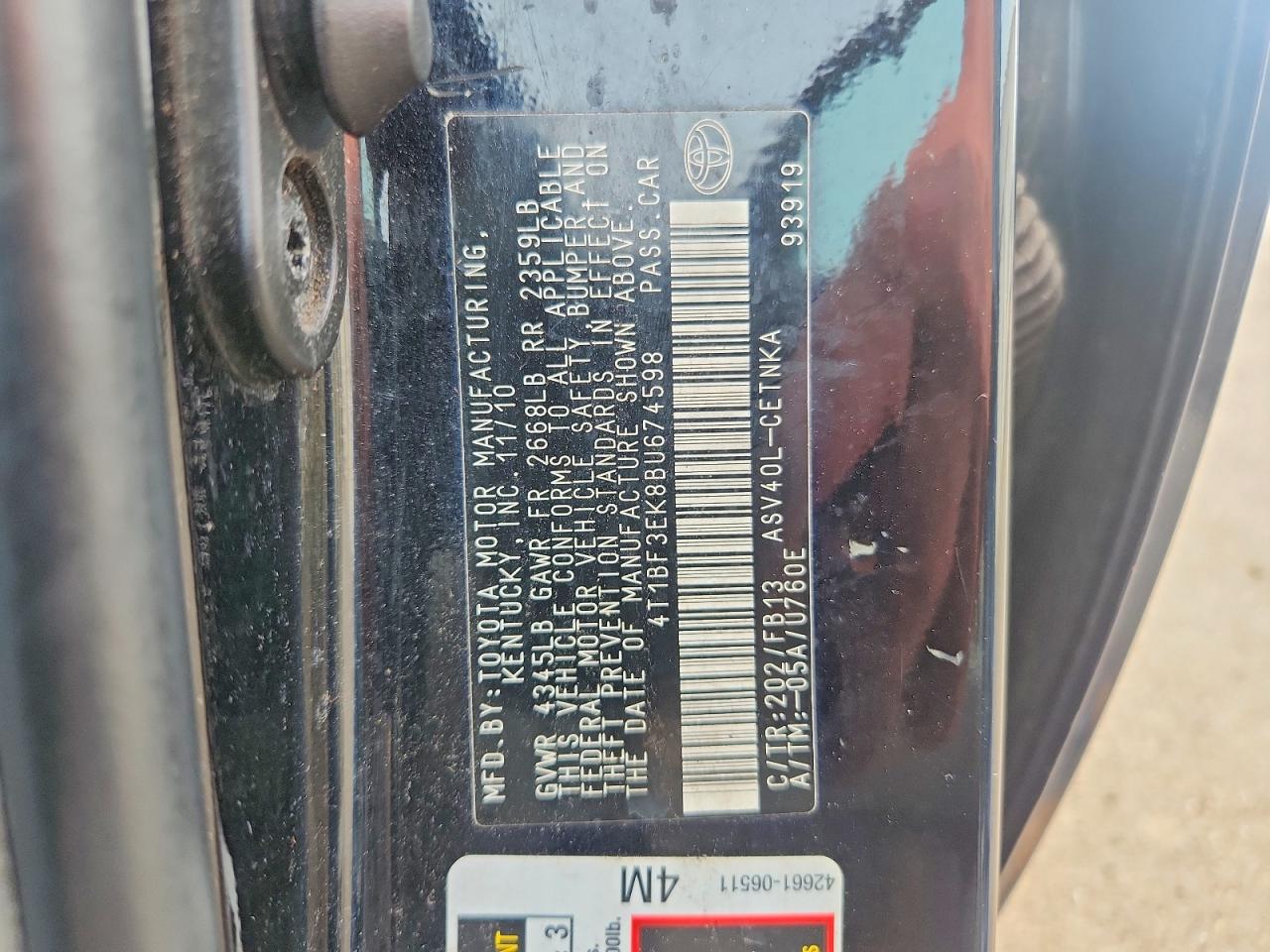 2011 TOYOTA CAMRY