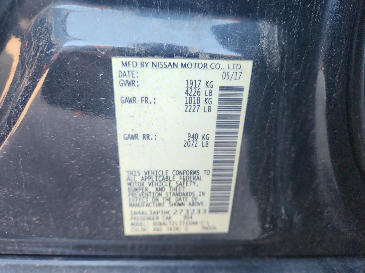 2017 NISSAN ALTIMA