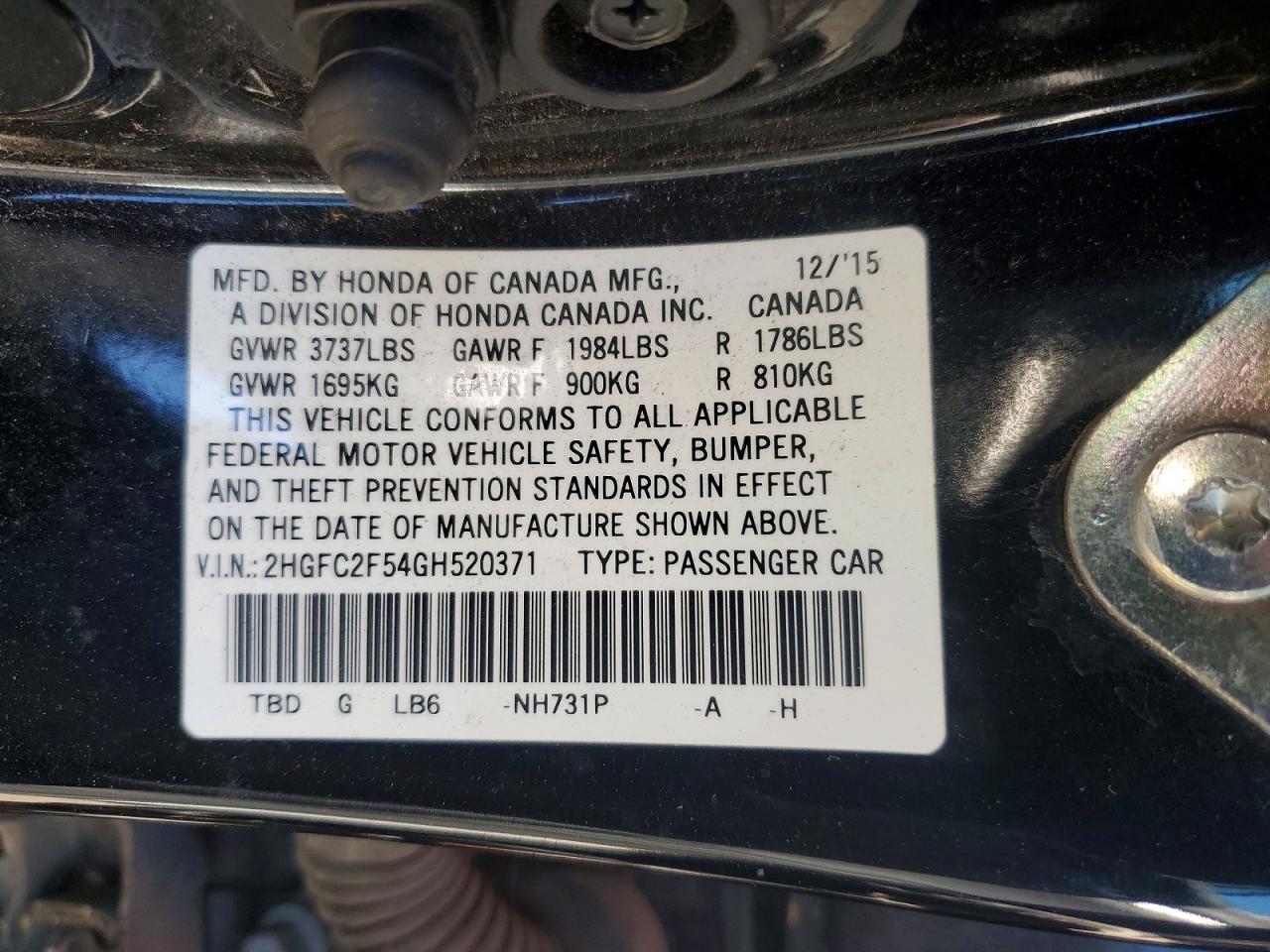 2016 HONDA CIVIC