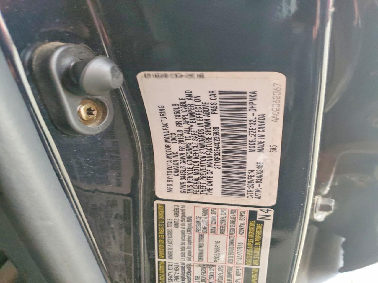 2004 TOYOTA MATRIX