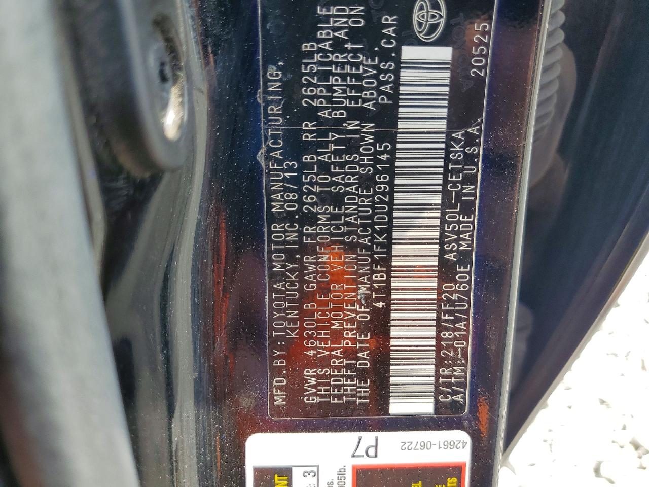 2013 TOYOTA CAMRY