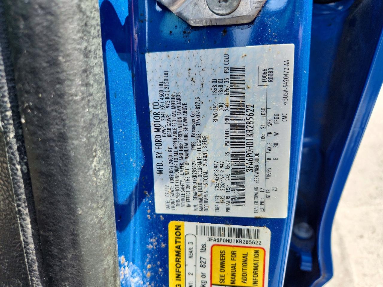 2019 FORD FUSION