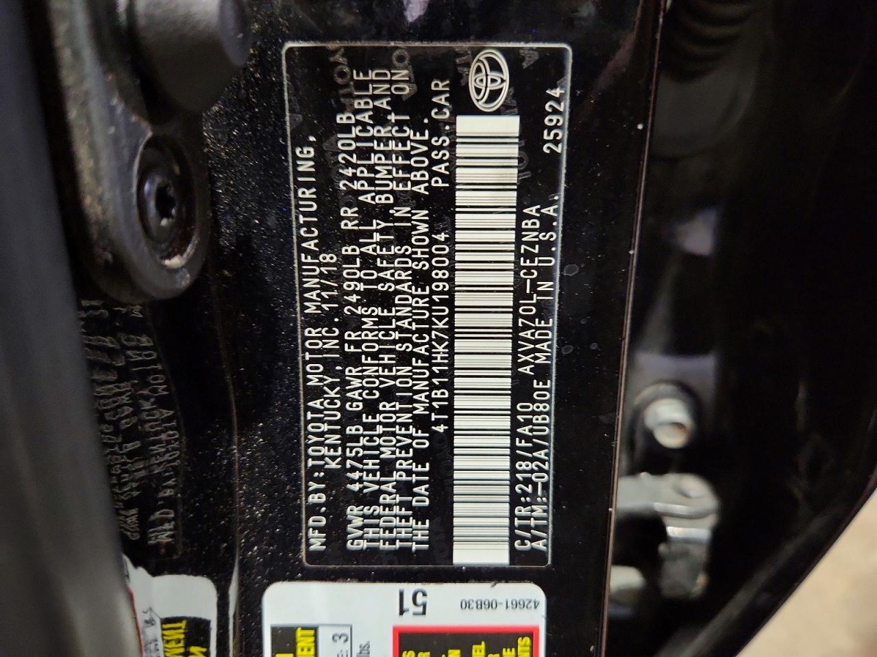 2019 TOYOTA CAMRY