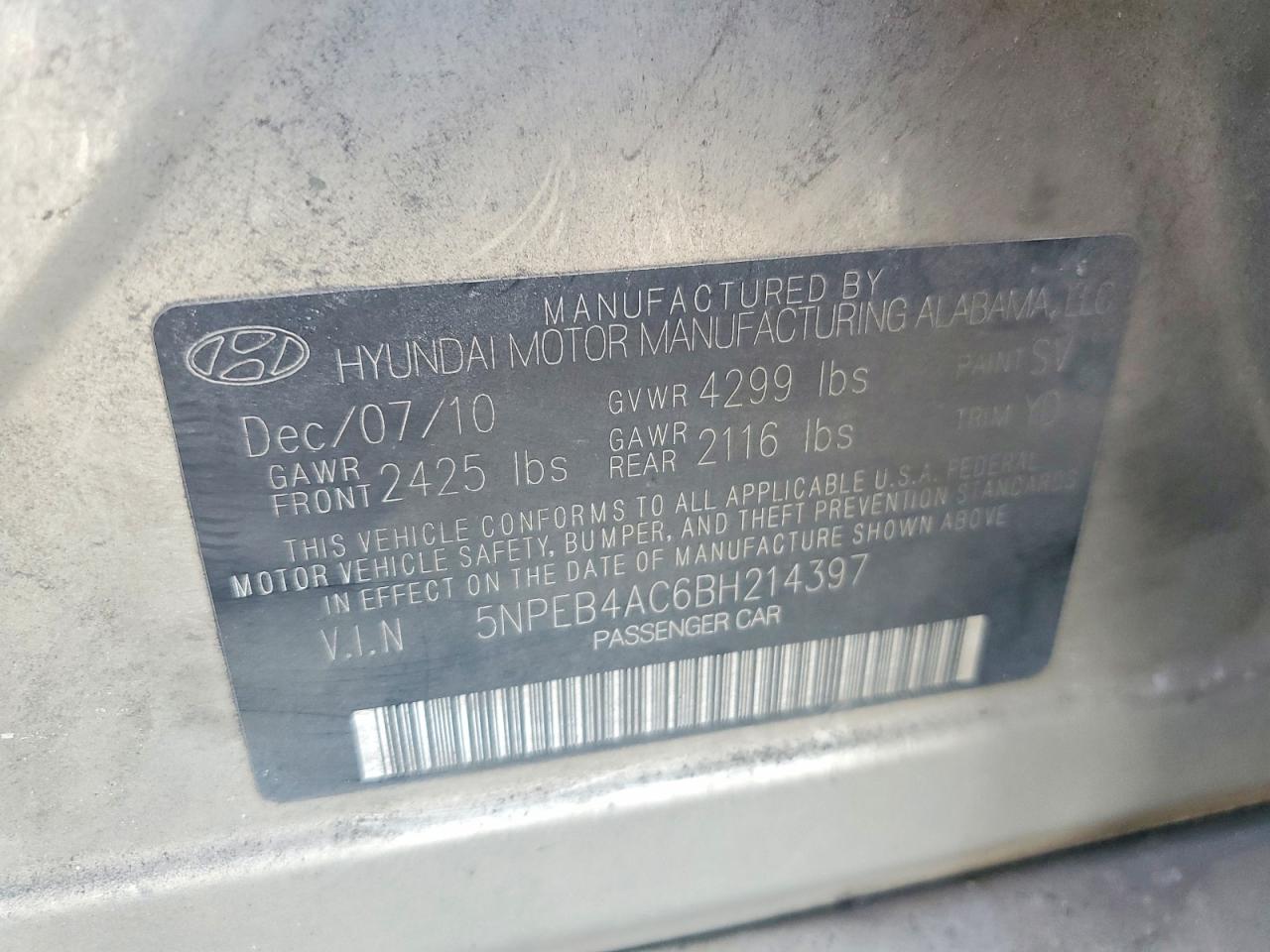 2011 HYUNDAI SONATA