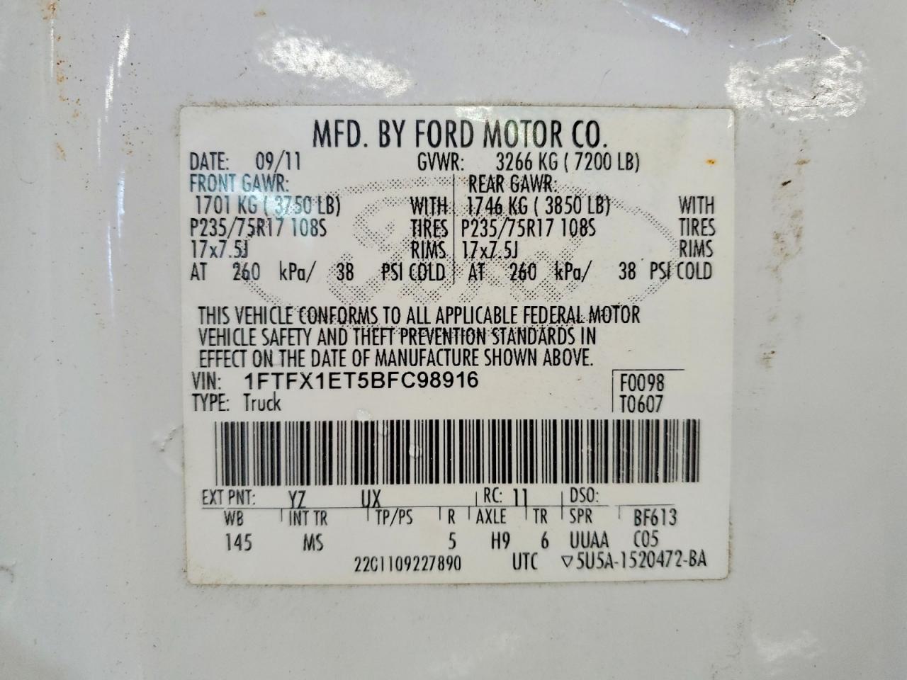 2011 FORD F150