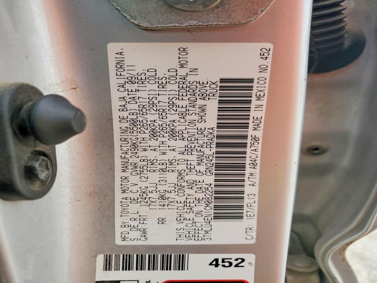 2012 TOYOTA TACOMA
