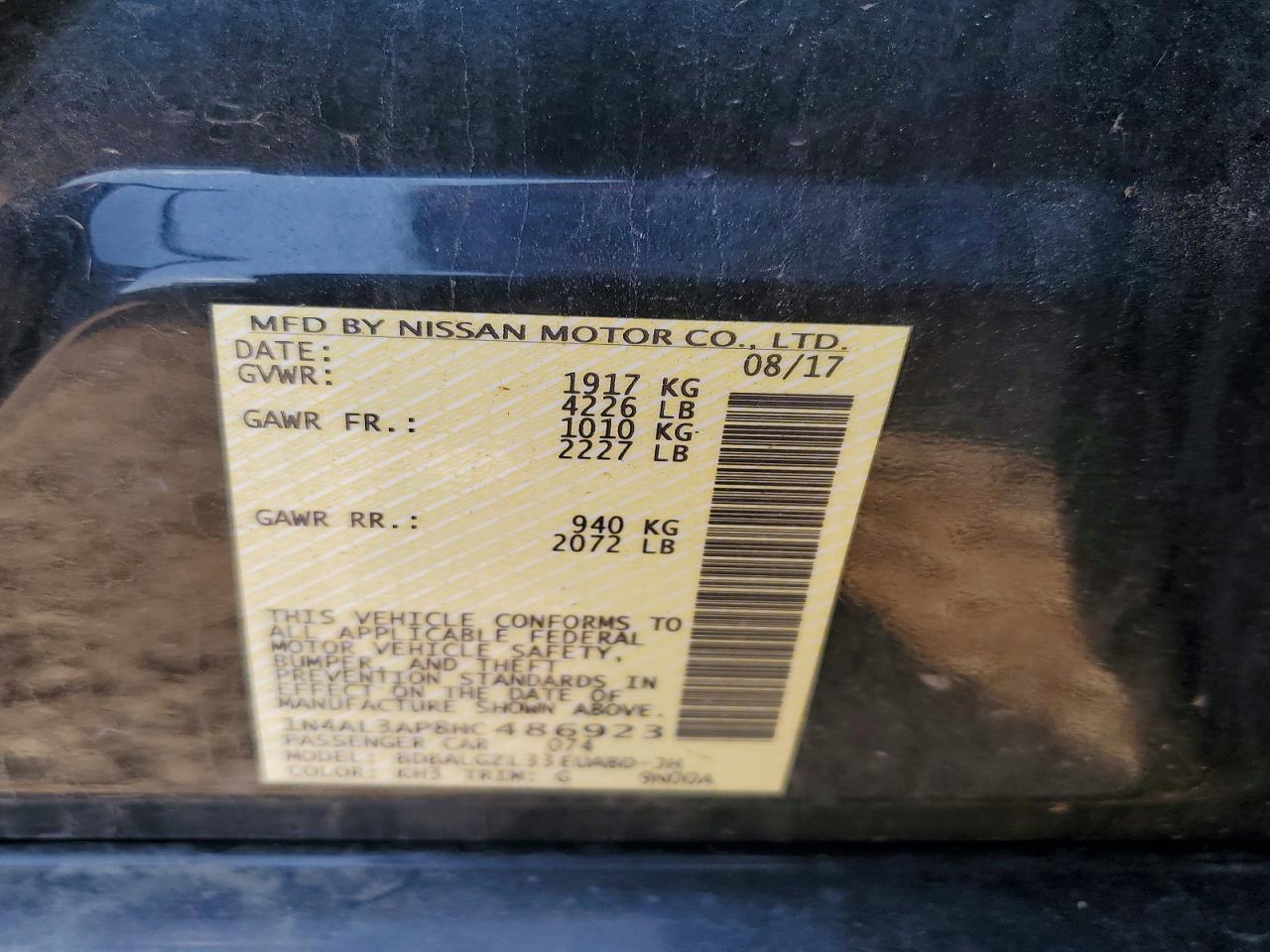 2017 NISSAN ALTIMA