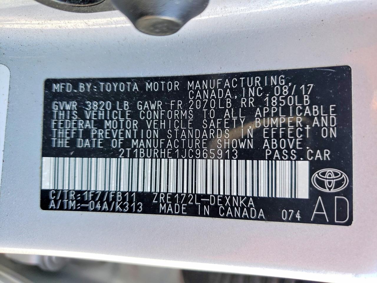2018 TOYOTA COROLLA