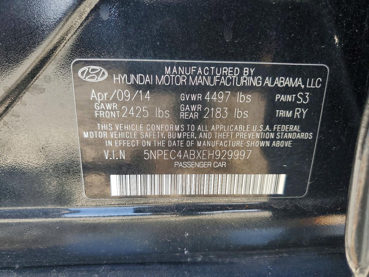 2014 HYUNDAI SONATA